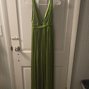 Bronx and Banco Shiny Green Maxi Dress